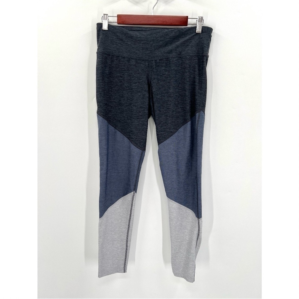 CHAMPION Woman's Color Block Gray Mid-Rise Activewear Leggings Size L